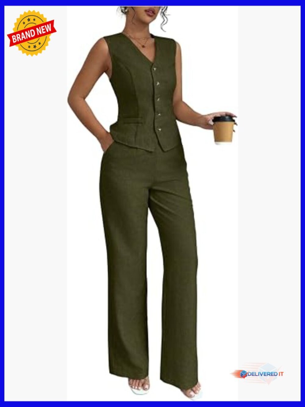 Women's 2 Piece Vest and Pants Set Work Suit Office Outfit